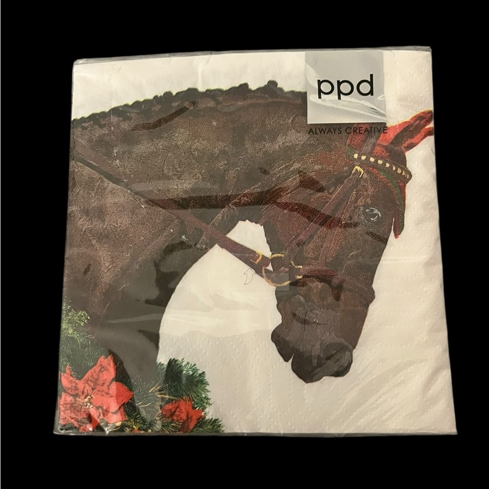 PPD Germany Gunner Horse Equestrian Lot of 40 Beverage Napkins Christmas